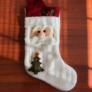 Gorgeous Boutique Classic 3D Santa Face Plush Christmas Stocking Gift